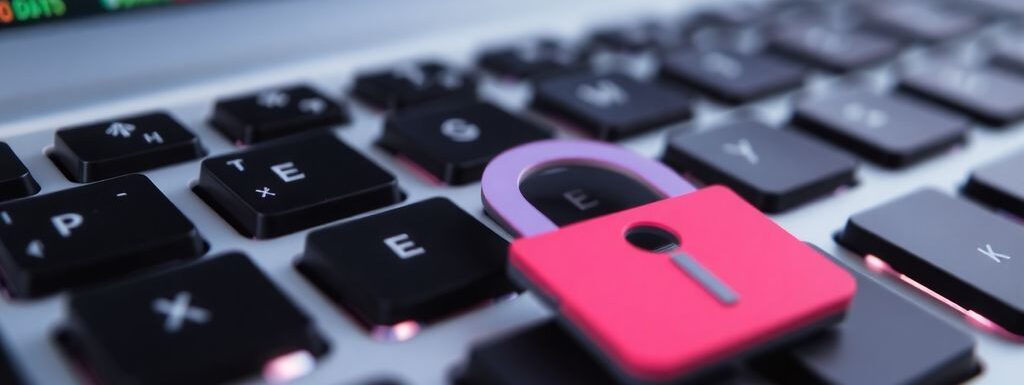 Clavier d'ordinateur avec un symbole de verrou.