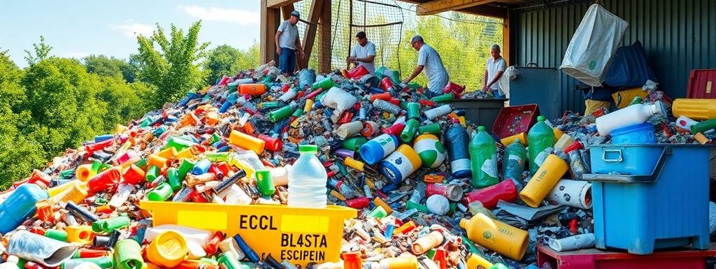 Matériaux recyclés et nature en arrière-plan.