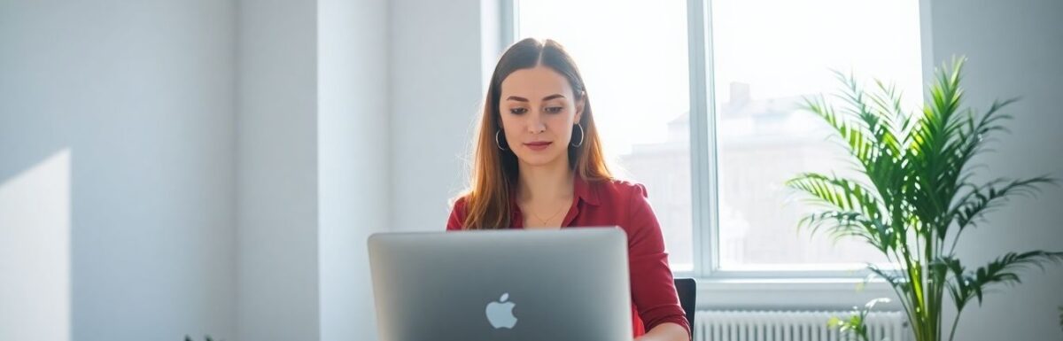 Woman working at a desk.