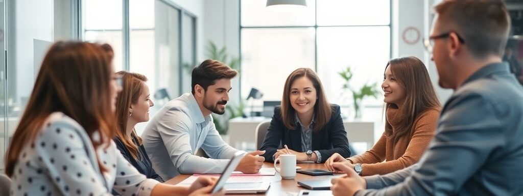 Des employés construisant des idées innovantes dans un bureau moderne.