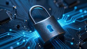 Cadenas numérique protégeant des données sensibles sur une carte mère.